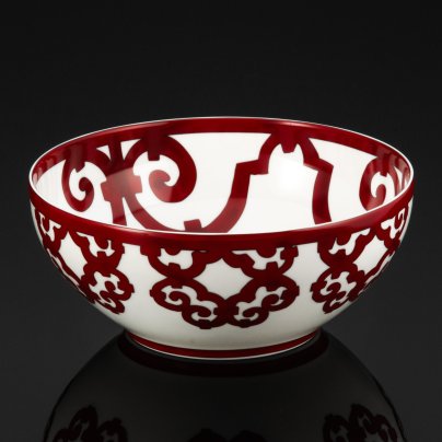 Фруктовница (Салатник) из серии "Balcon du Guadalquivir", фирма "Hermes", в оригинальной коробке с документами, фарфор, деколь