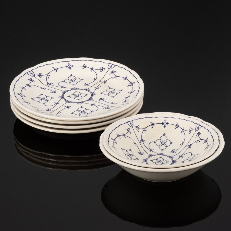 Набор обеденный на 4 персоны (4 обеденных тарелки и 2 салатника), English Ironstone Tableware (EIT), фаянс