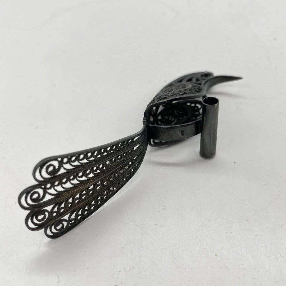 Статуэтка птички в технике ажурной скани, металл, СССР, 1960-1980 гг.