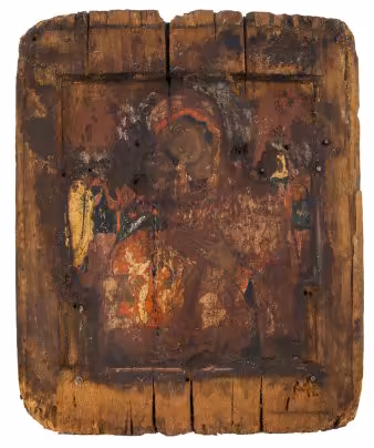 Икона "Владимирская Божия Матерь", дерево, темпера, Российская Империя, 1850-1900 гг.