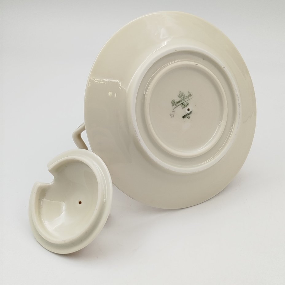 Горчичница, украшенная растительным орнаментом, фарфор, деколь, золочение, Rosenthal (Розенталь), Германия, 1940-1941 гг.