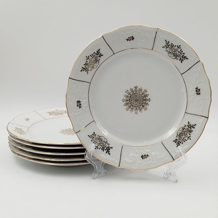 Набор десертных тарелок с цветочным и рельефным декором на 6 персон, RGK