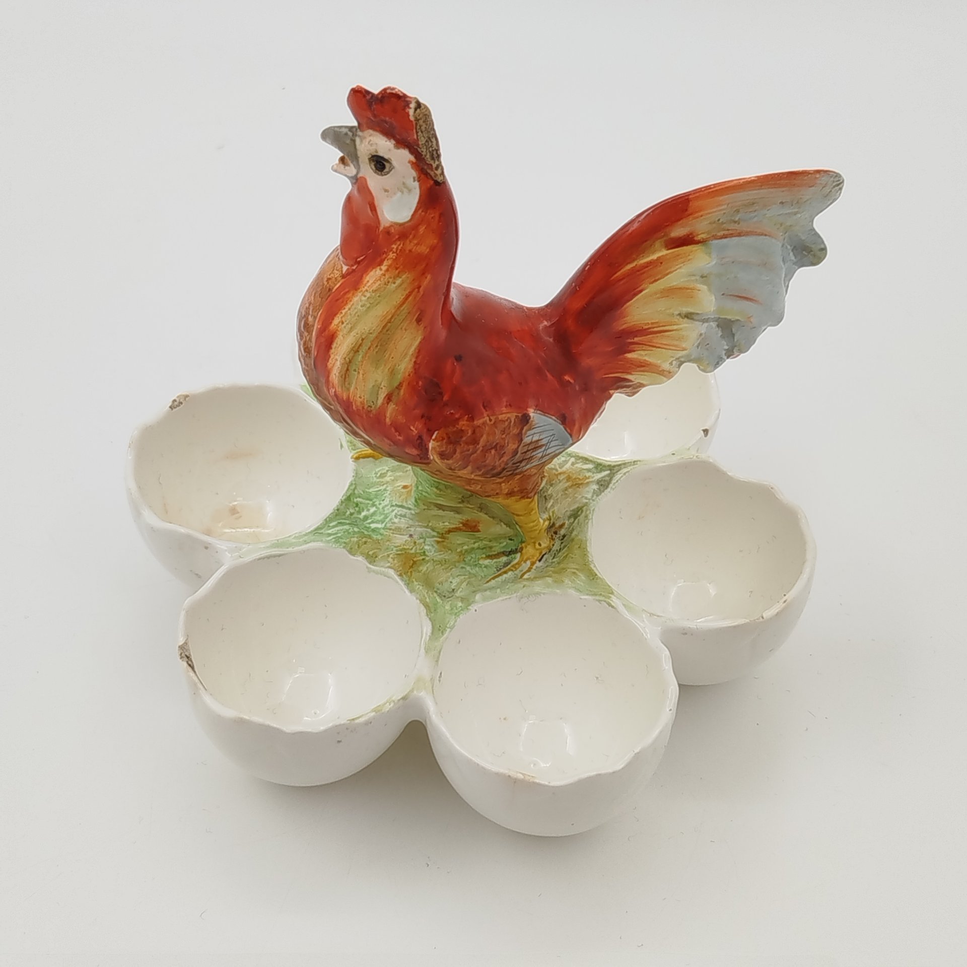 Пашотница (подставка для яиц) с фигуркой петуха, фабрика "Max Roesler"