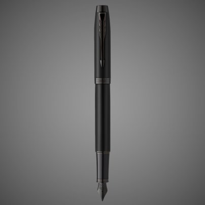 Перьевая ручка Parker IM Achromatic, Black BT, перо: F, цвет чернил: blue, в подарочной упаковке., Лаки и смолы: лак, латунь