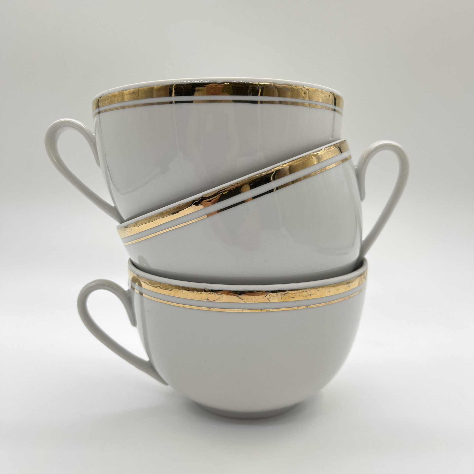 Набор чашек на 3 персоны, фарфор, золочение, Дмитровский фарфоровый завод (ДФЗ Вербилки), СССР, 1965-1991 гг.