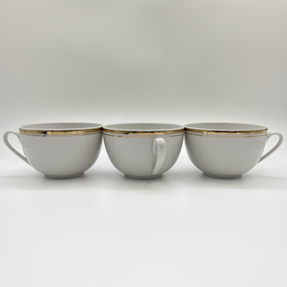 Набор чашек на 3 персоны, фарфор, золочение, Дмитровский фарфоровый завод (ДФЗ Вербилки), СССР, 1965-1991 гг.