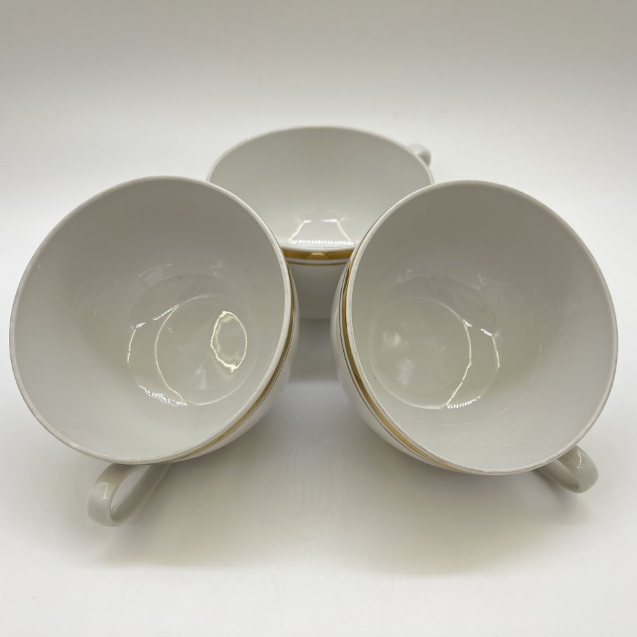 Набор чашек на 3 персоны, фарфор, золочение, Дмитровский фарфоровый завод (ДФЗ Вербилки), СССР, 1965-1991 гг.