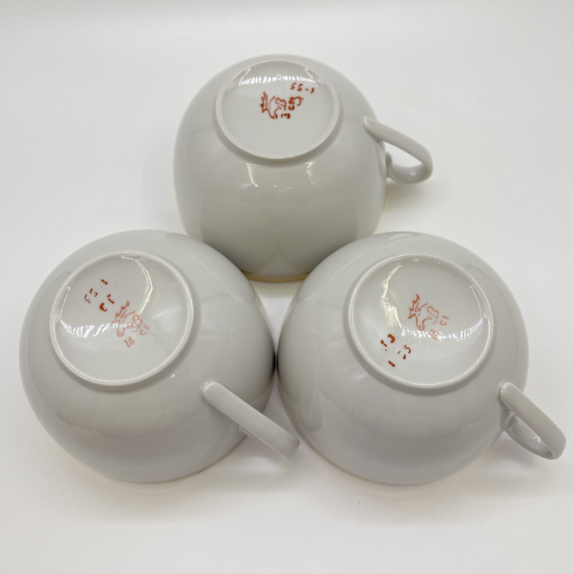 Набор чашек на 3 персоны, фарфор, золочение, Дмитровский фарфоровый завод (ДФЗ Вербилки), СССР, 1965-1991 гг.