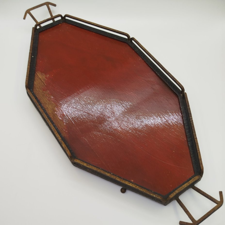 Поднос многоугольной формы, Novet, дерево, сплав металлов, лак, Европа, 1950-1970 гг.