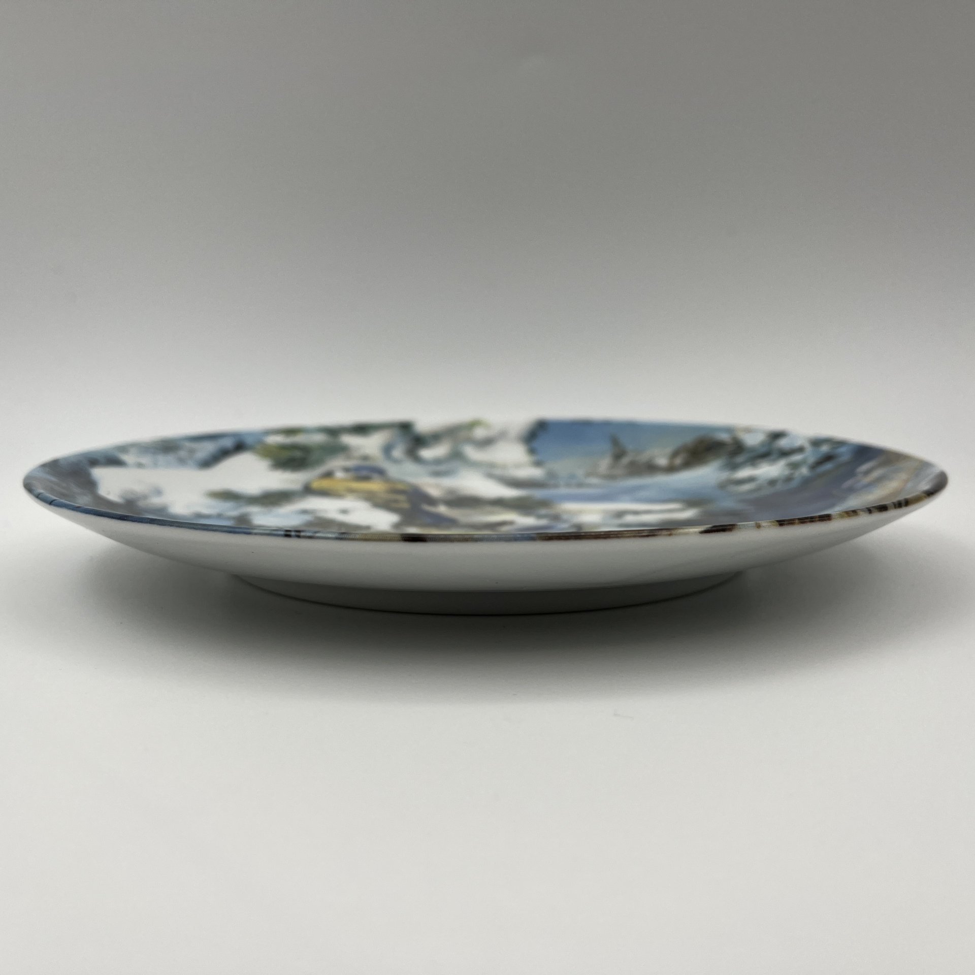 Тарелка настенная декоративная "Синицы среди еловых ветвей", художник Урсула Банд (Ursula Band), серия "Птицы зимой", фарфор, деколь, Hutschenreuther (Хутченройтер), Германия, 1992 г.