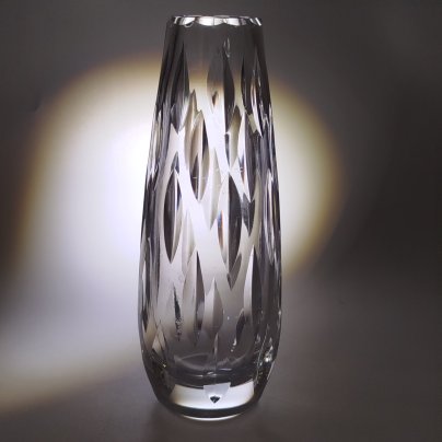 Ваза для цветов (небольшого размера) "Капелька", стекло, резьба, Гусевской хрустальный завод (Гусь-Хрустальный), СССР, 1970-1980 гг.