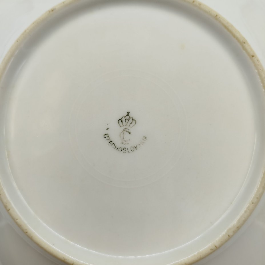 Салатник с растительным декором, фарфор, деколь, золочение, Concordia Lesov, Чехословакия, 1970-1991 гг.