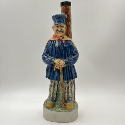 Штоф фигурный в виде мужчины в синем кафтане и фуражке, K.L.E.M., керамика, роспись, Италия, 1978 г.
