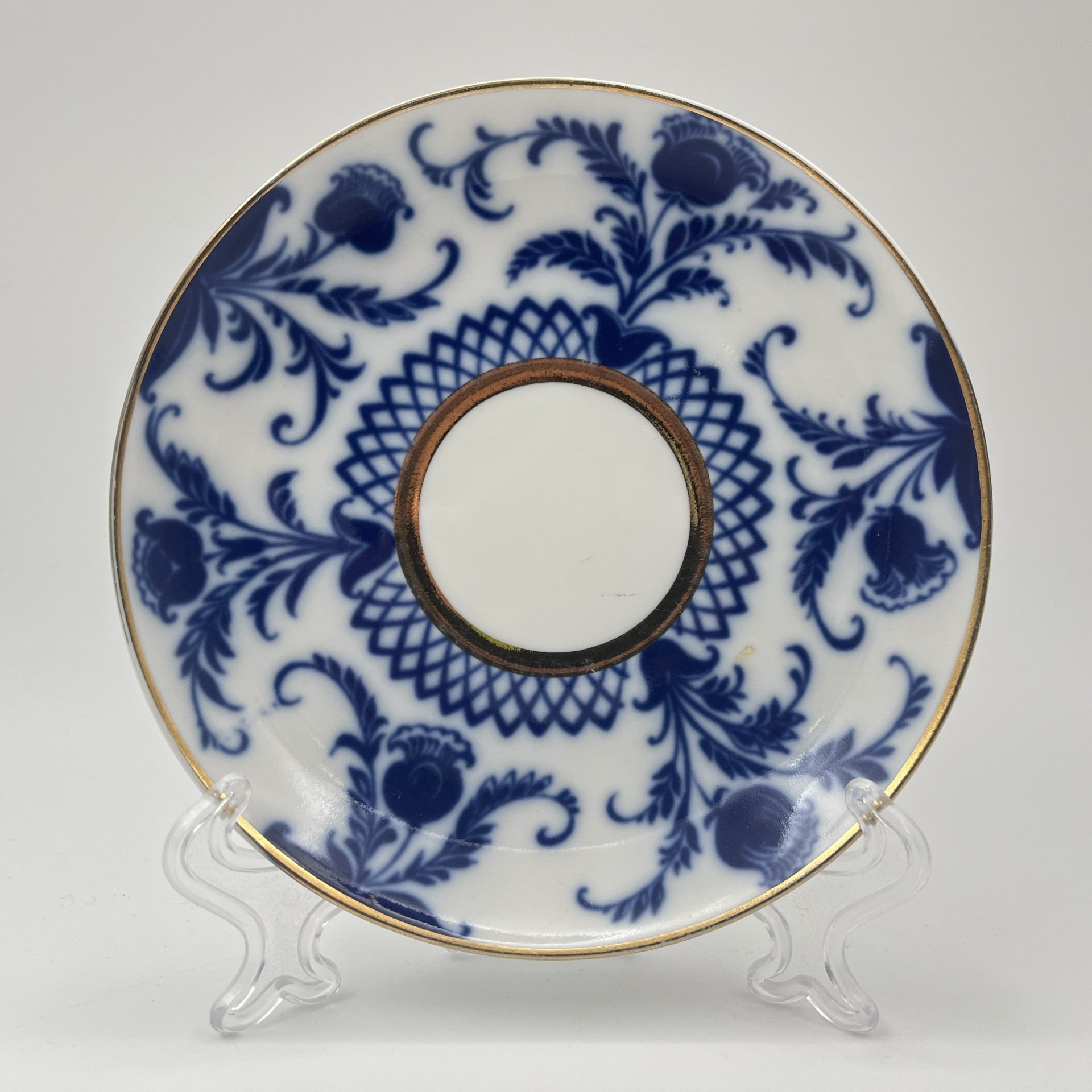 Пара чайная "Синие цветы", фарфор, деколь, золочение, Ленинградский фарфоровый завод (ЛФЗ), СССР, 1970-1986 гг.