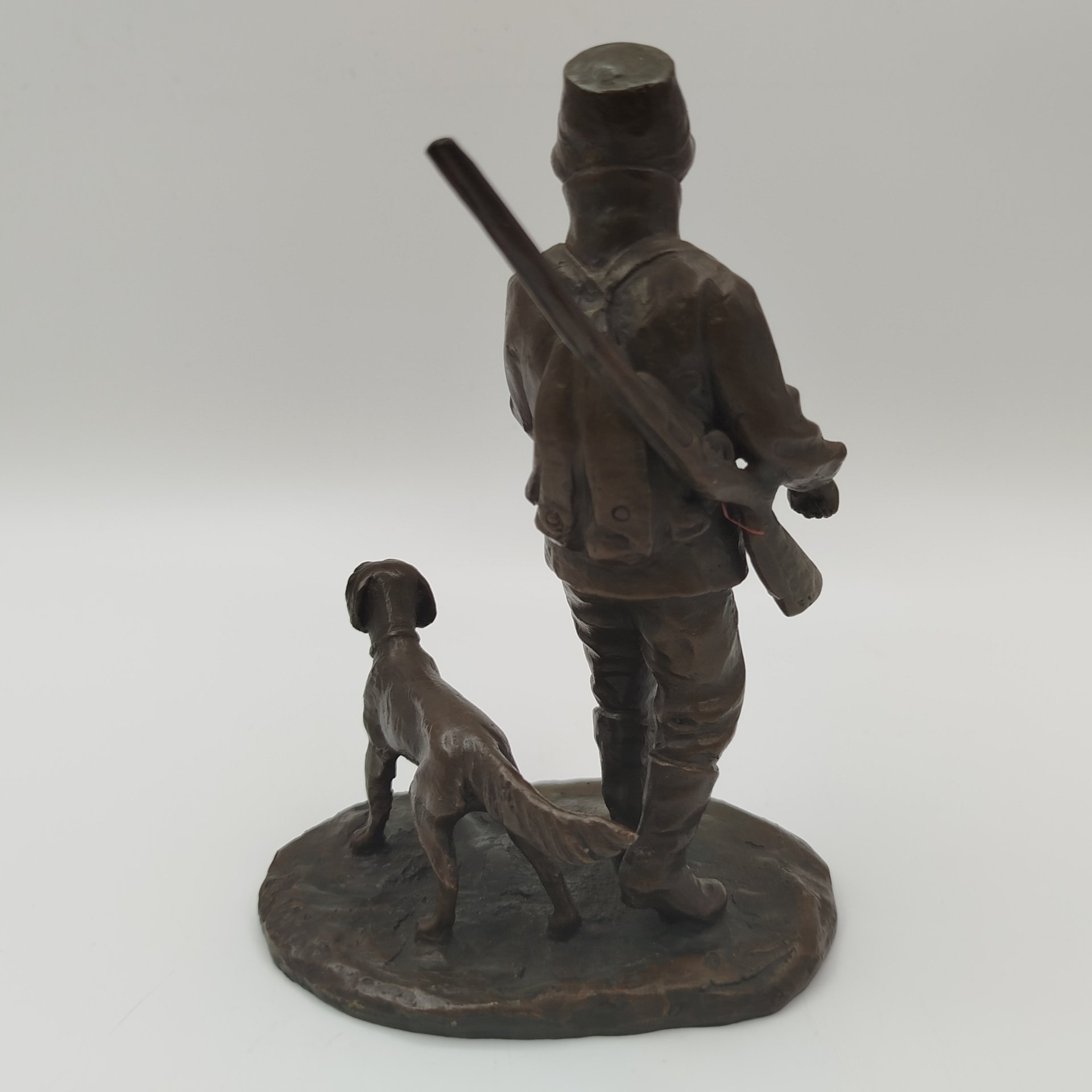 Статуэтка "Охотник с собакой", мастерская Milo, бронза, литье, Италия, 1990-2000 гг.