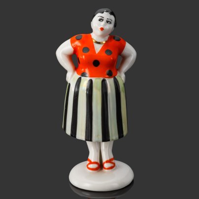 Статуэтка "Склочница" из скульптурной группы "Разговор",  авторы А.В. Дегтярев и Л.Н. Сморгон, фарфор, роспись, Ленинградский завод фарфоровых изделий (ЛЗФИ), СССР, 1956-1967 гг.