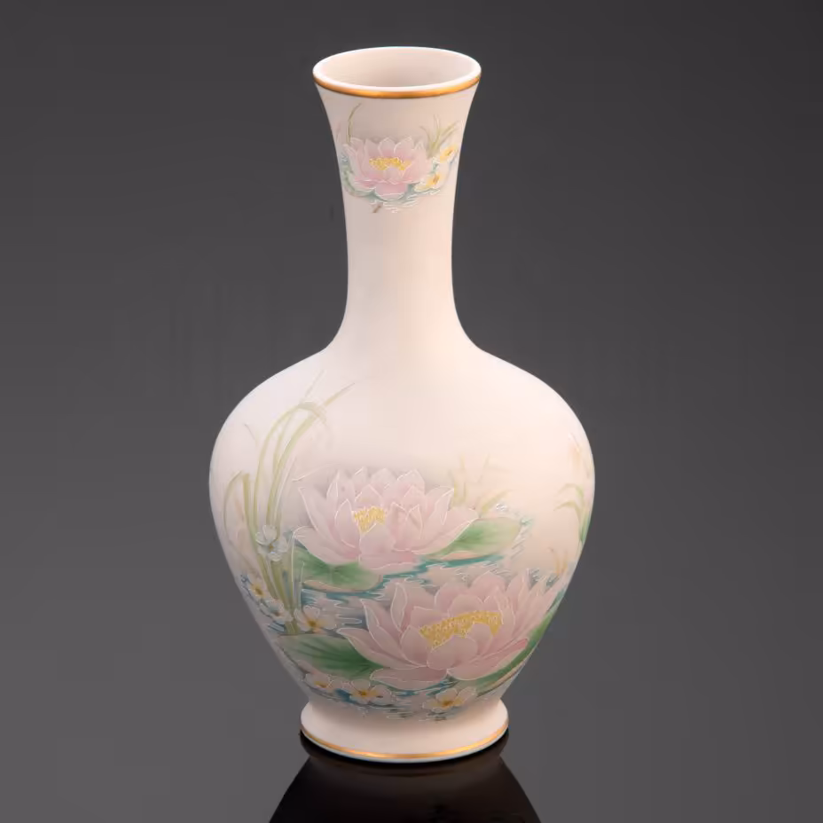 Ваза с изображением кувшинок, Porcelanas Ibis Aveiro Portugal
