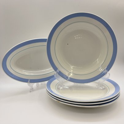 Набор из 5-ти тарелок (блюдо, суповая тарелка и 3 обеденных тарелки), в подборе, фаянс, Конаковский фаянсовый завод им. М.И. Калинина (ЗиК Конаково), СССР, 1974-1991 гг.