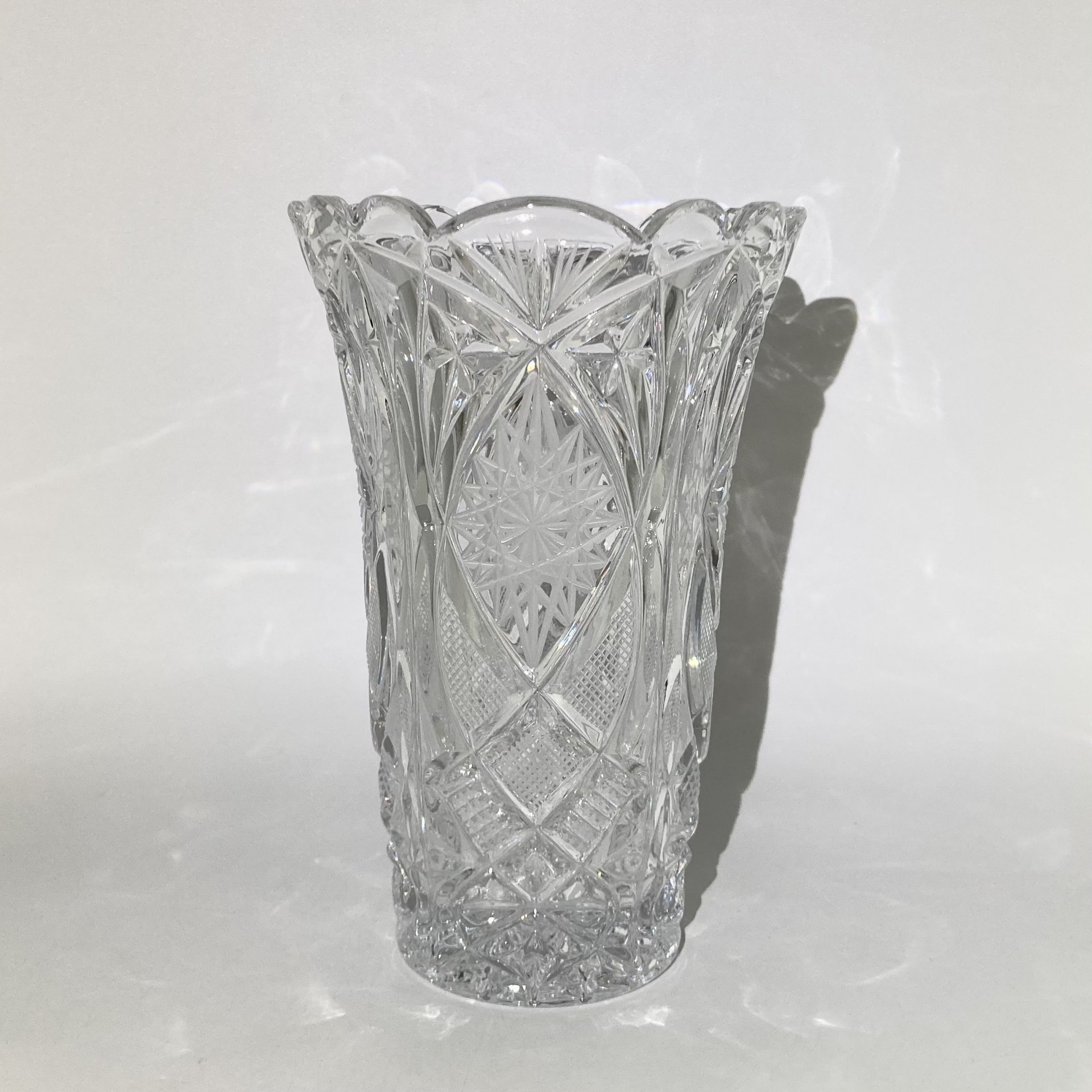 Ваза с резным декором, хрусталь, алмазная грань, СССР, 1970-1990 гг.