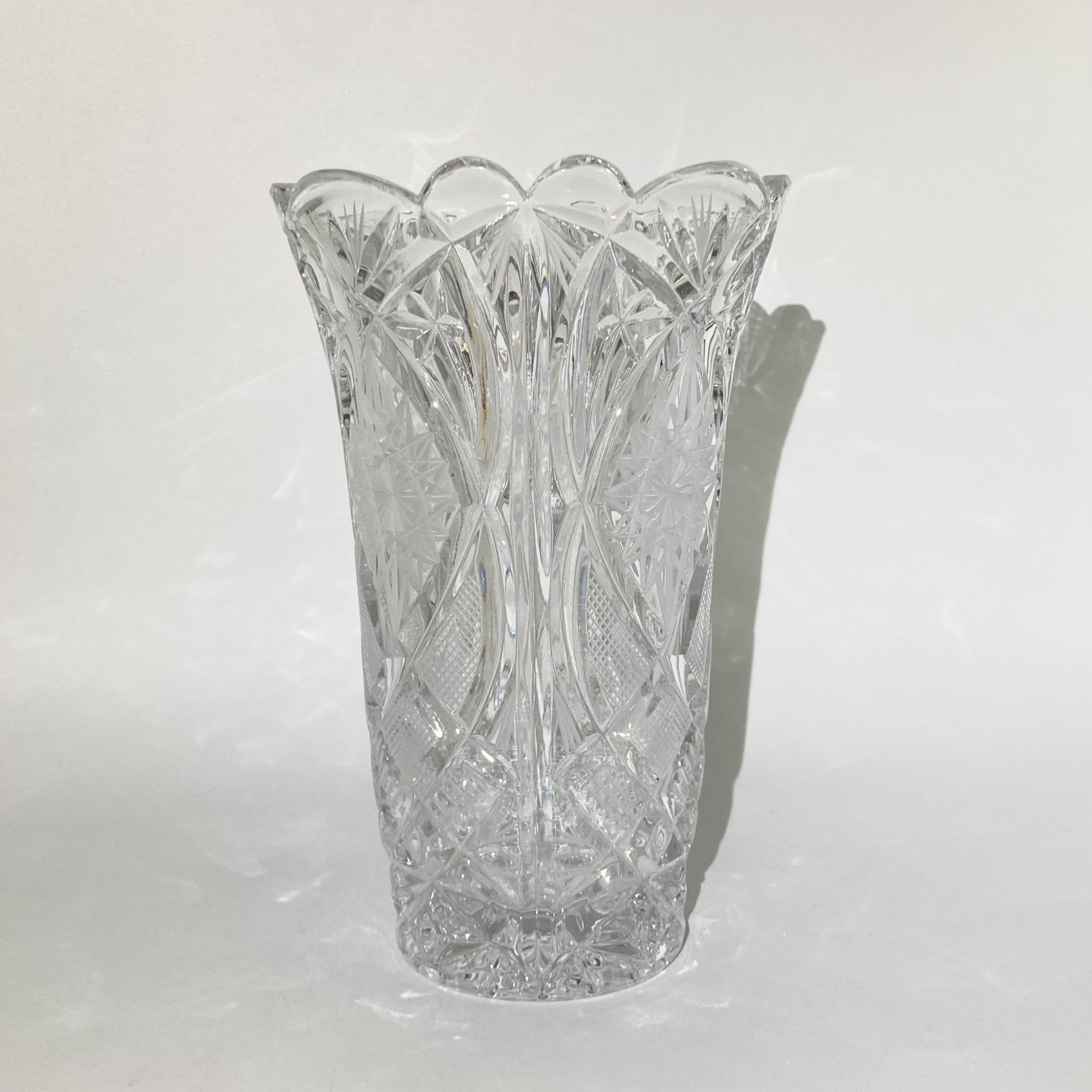 Ваза с резным декором, хрусталь, алмазная грань, СССР, 1970-1990 гг.