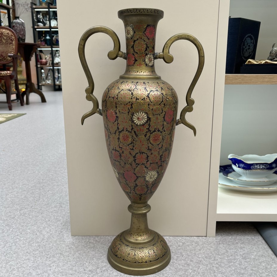 Ваза для цветов в восточном стиле (большая), латунь, эмали, Индия, 1970-1990 гг.