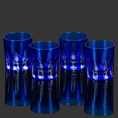 Набор стопок с декором в виде линз, на 4 персоны, хрусталь, гранение, Nachtmann, Германия, 1970-1980 гг.