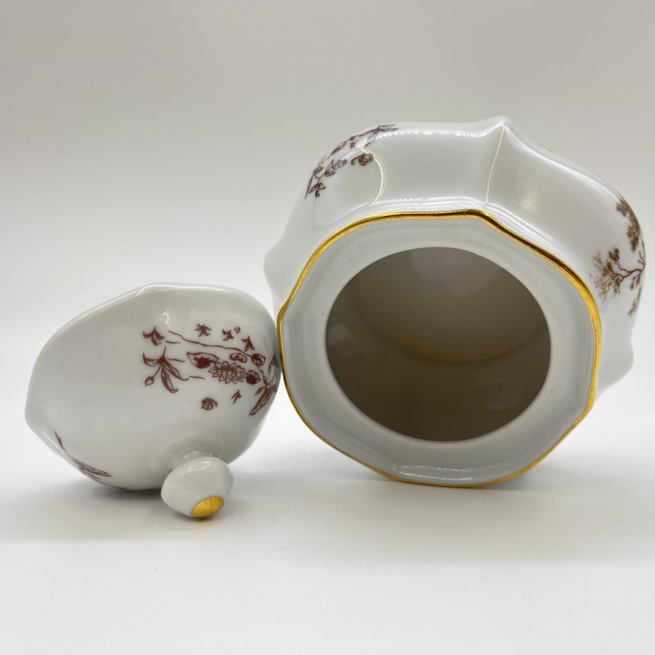 Горчичница, украшенная изображением пейзажа, фарфор, деколь, Bohemia (Neurohlau), Чехословакия, 1980-1990 гг.