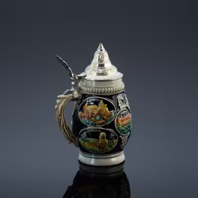 Кружка - "stein" пивная (малая) , с декоративной крышкой, с видами Люксембурга