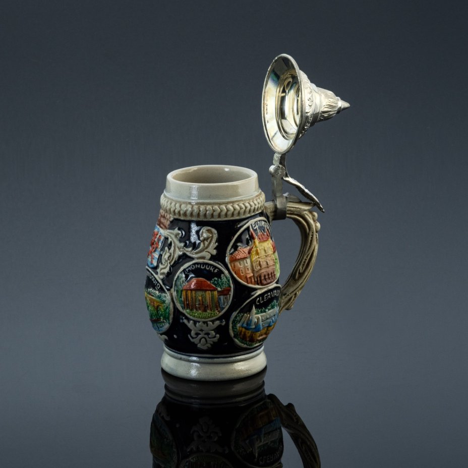 Кружка - "stein" пивная (малая) , с декоративной крышкой, с видами Люксембурга