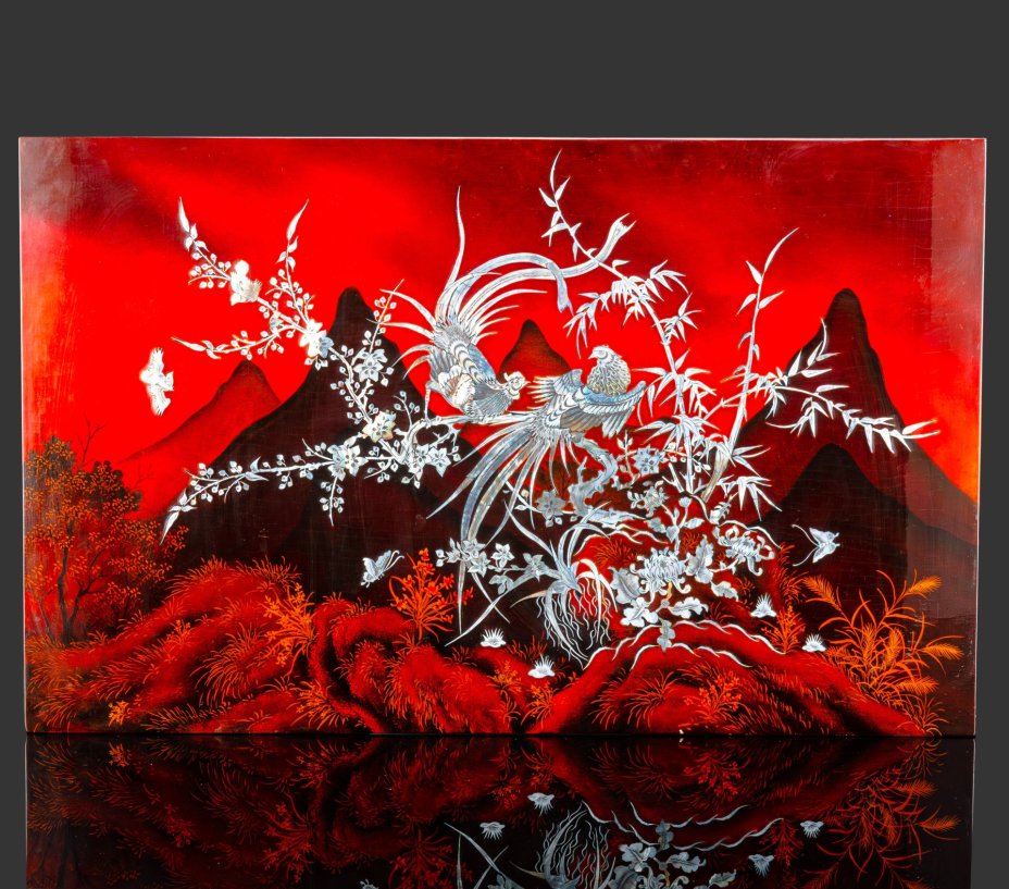 Настенное панно "Райские птицы в цветах"