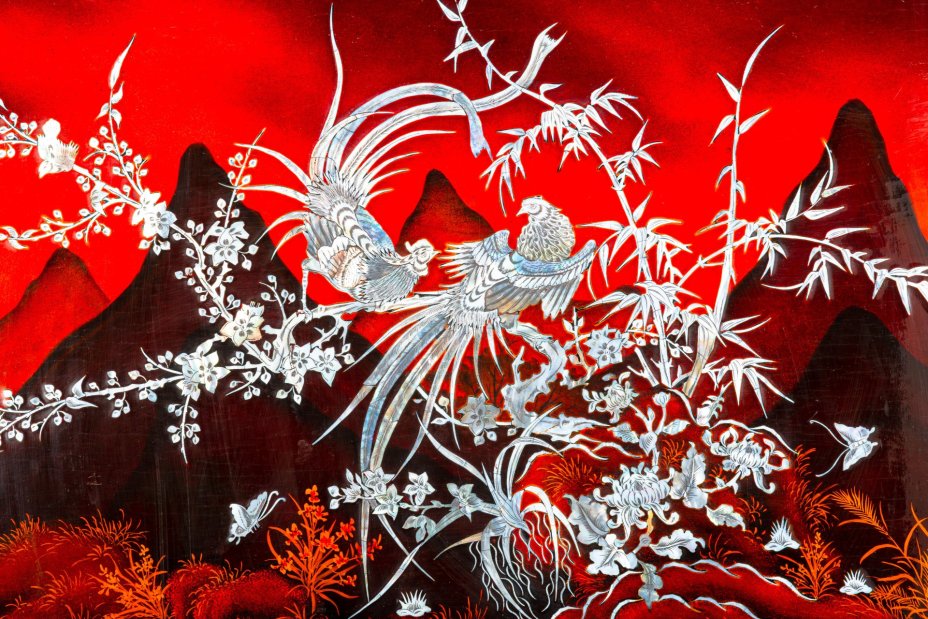 Настенное панно "Райские птицы в цветах"