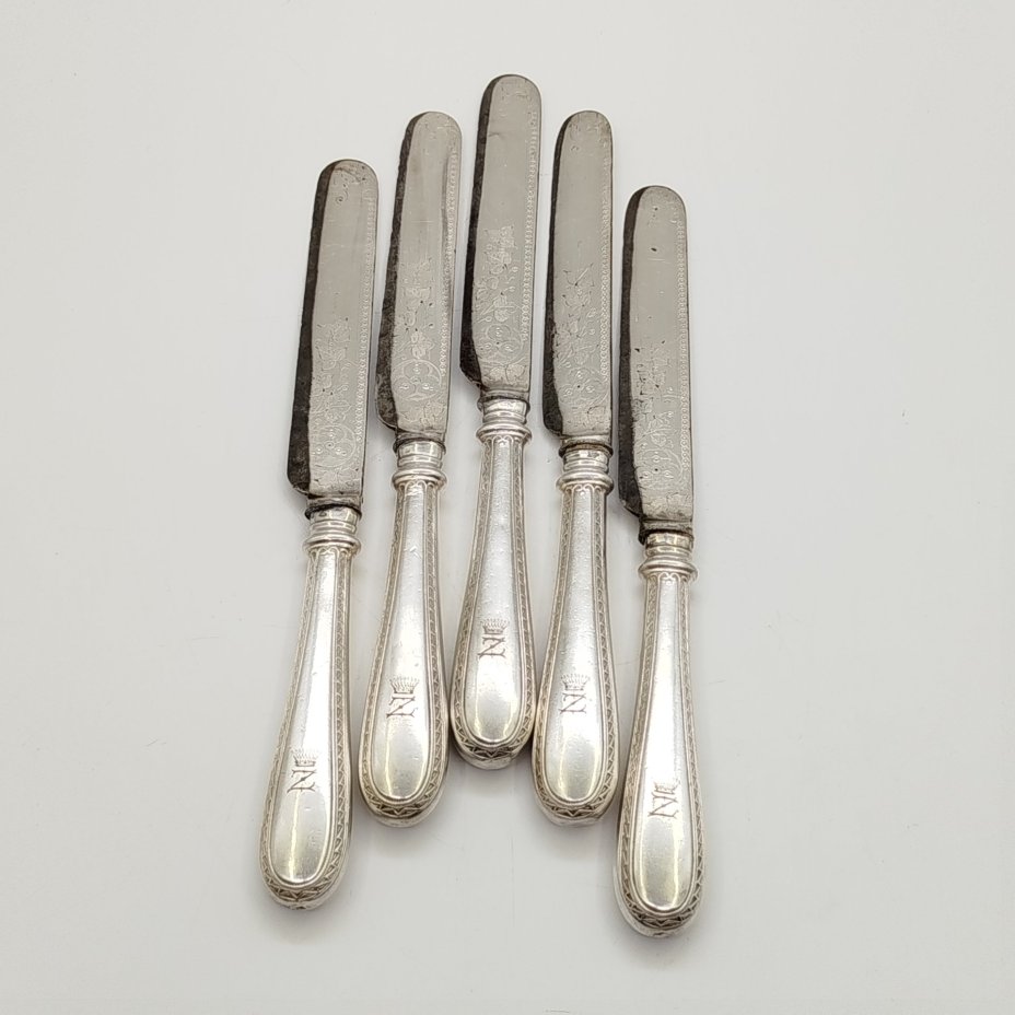Набор ножей на 5 персон, с монограммой "Z" под графской короной, F. Disam Söhne