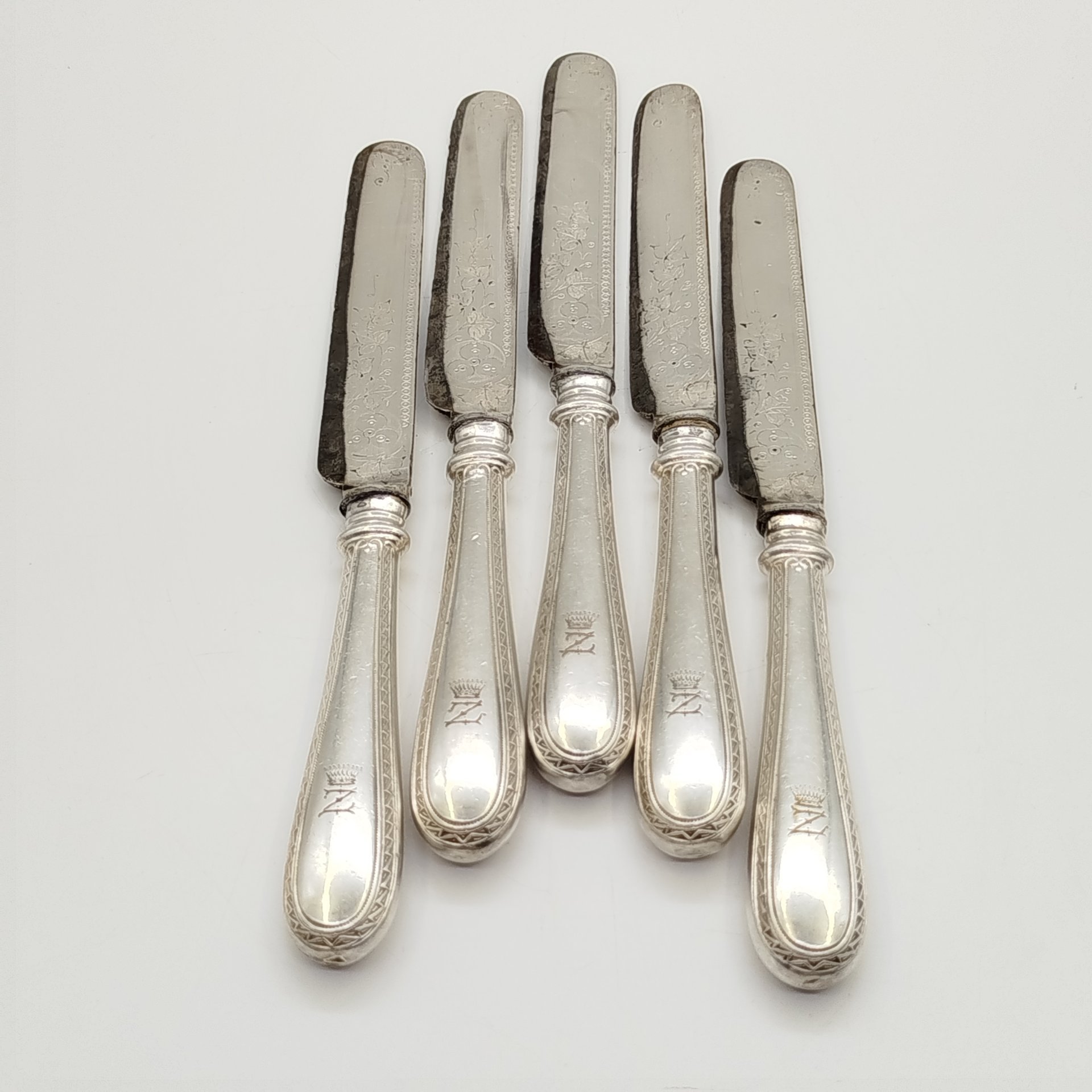 Набор ножей на 5 персон, с монограммой "Z" под графской короной, F. Disam Söhne