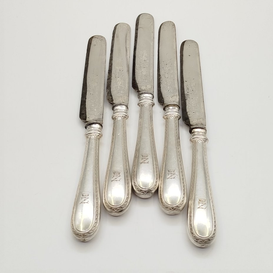 Набор ножей на 5 персон, с монограммой "Z" под графской короной, F. Disam Söhne