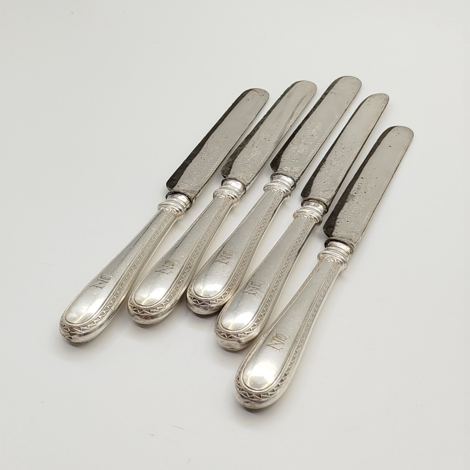 Набор ножей на 5 персон, с монограммой "Z" под графской короной, F. Disam Söhne