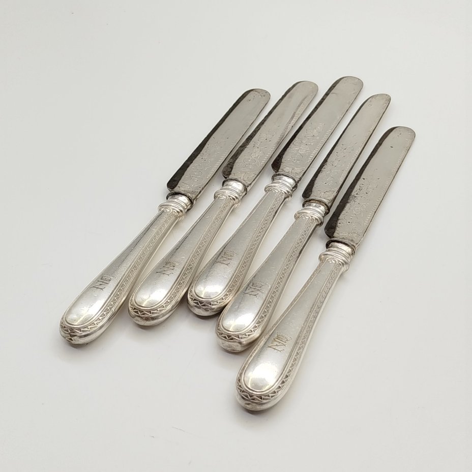 Набор ножей на 5 персон, с монограммой "Z" под графской короной, F. Disam Söhne