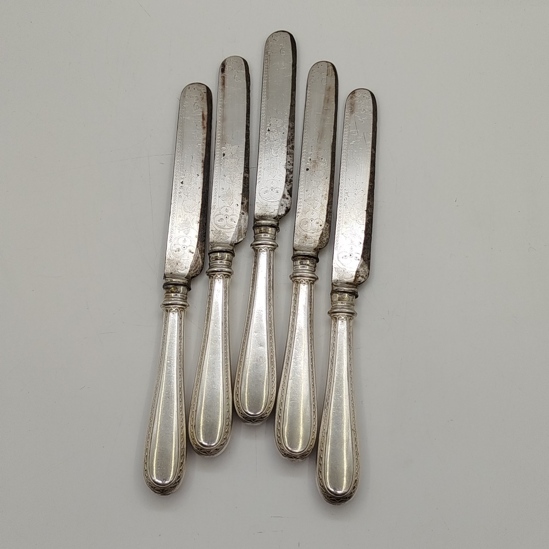 Набор ножей на 5 персон, с монограммой "Z" под графской короной, F. Disam Söhne