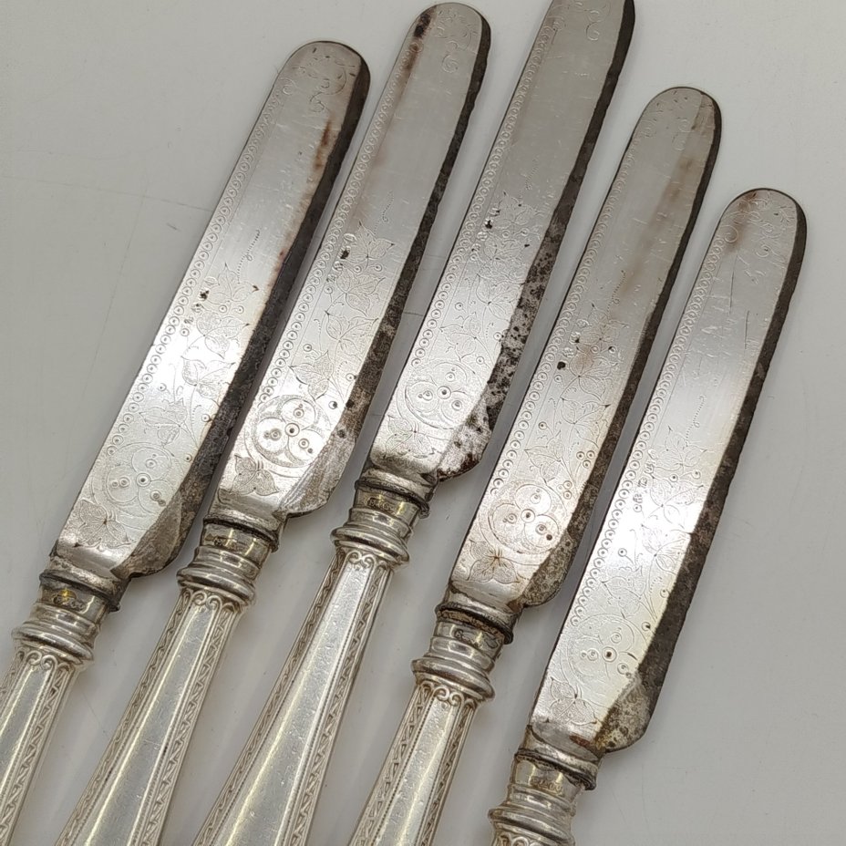 Набор ножей на 5 персон, с монограммой "Z" под графской короной, F. Disam Söhne