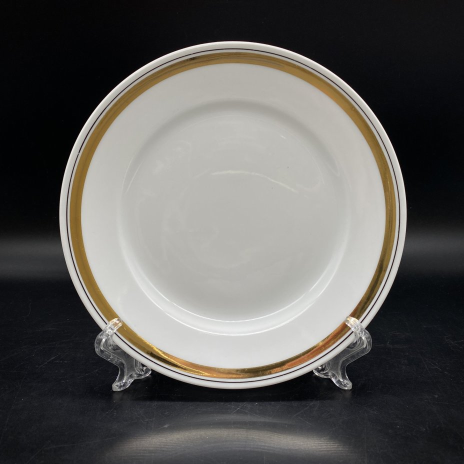 Набор из 9 пирожковых тарелок с золотым ободком, фарфор, Фабрика "Colditz Porcelain Factory", ГДР, 1960-1990 гг., Colditz (Кольдиц)