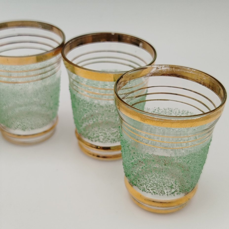 Набор из 6-ти стопок для крепких напитков, стекло, золочение, Завод «Красный Гигант», СССР, 1960-1980 гг.