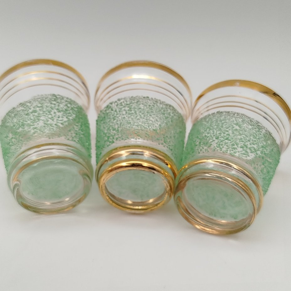 Набор из 6-ти стопок для крепких напитков, стекло, золочение, Завод «Красный Гигант», СССР, 1960-1980 гг.