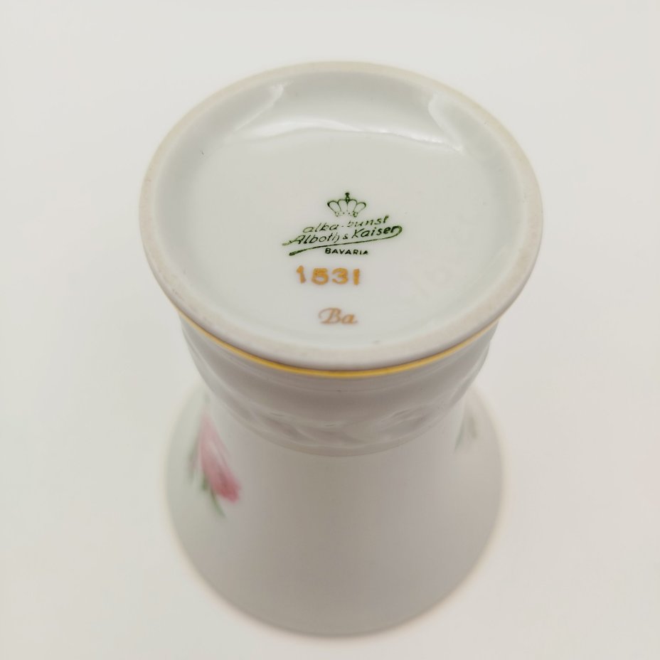 Ваза миниатюрная "Мейсенская роза", фарфор, деколь с подрисовкой, золочение, Alka-Kunst Alboth & Kaiser Bavaria, Германия, 1958-1960 гг.