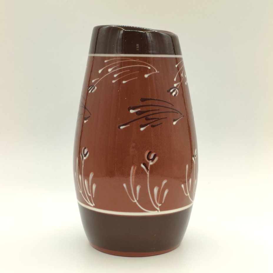 Ваза с растительным декором, керамика, глазурь, роспись, СССР, 1970-1990 гг.