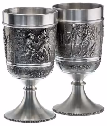 Пара кубков для вина "Мушкетеры", олово, Германия, 1970-1990 гг.