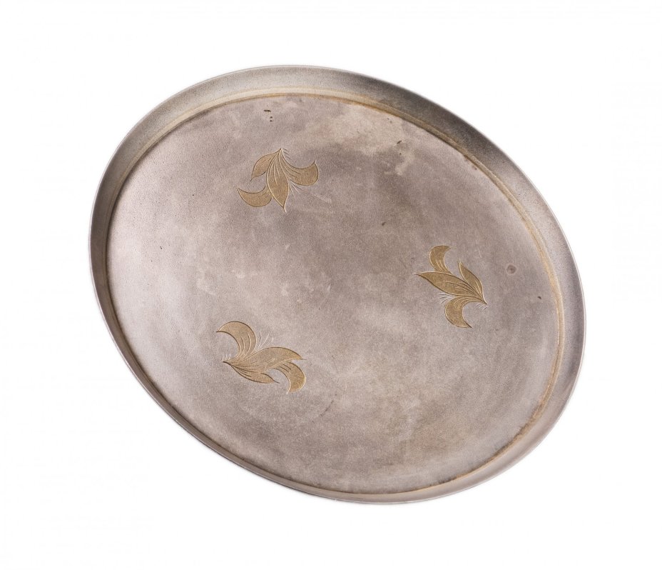 Кофейный набор (кофейник, 2 чашки и поднос), мельхиор, Мстерская художественная фабрика "Ювелир", СССР, 1970 г.