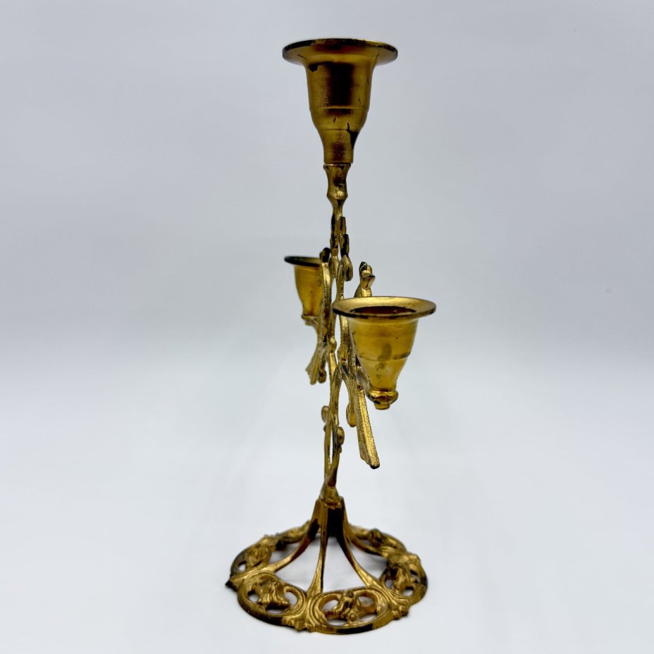 Подсвечник на 3 свечи (трикирий) "Птицы", металл, краска, Азия, 1970-1990 гг.