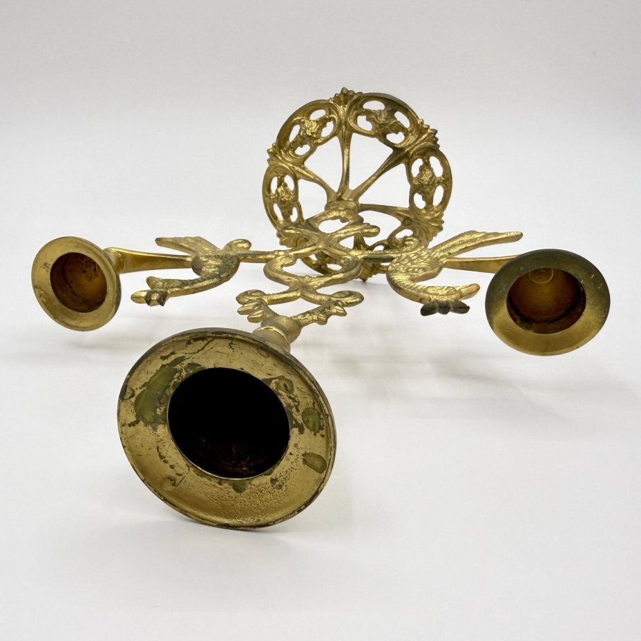 Подсвечник на 3 свечи (трикирий) "Птицы", металл, краска, Азия, 1970-1990 гг.