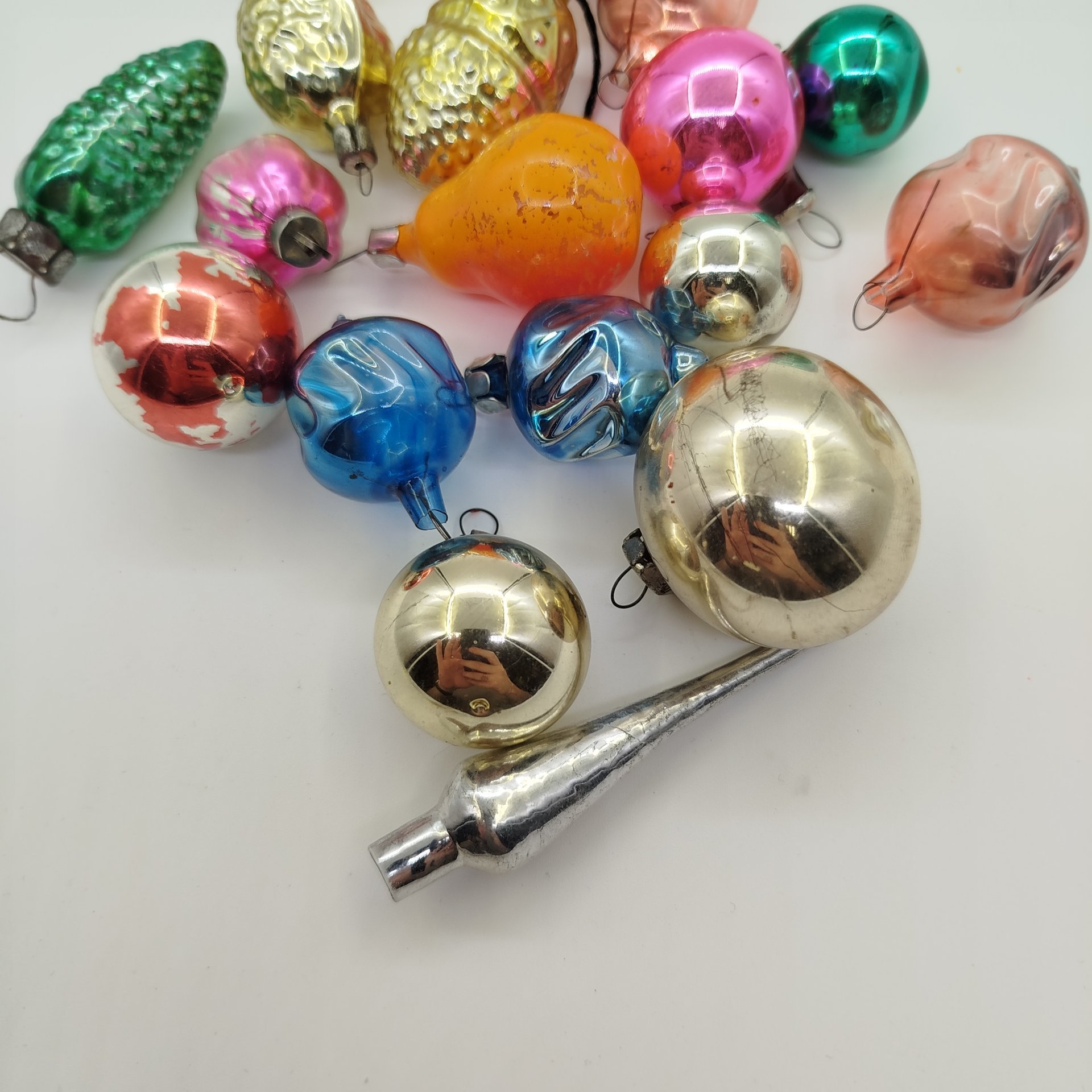 Набор ёлочных игрушек "Малютка", стекло, металл, СССР, 1960-1980 гг.