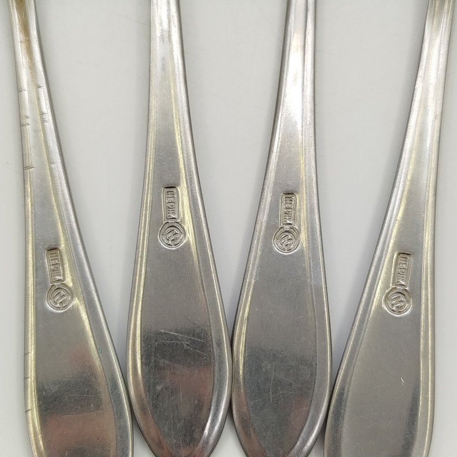 Набор из 4-х чайных ложек с флоральным декором, нержавеющая сталь, Металлургический завод «Электросталь»