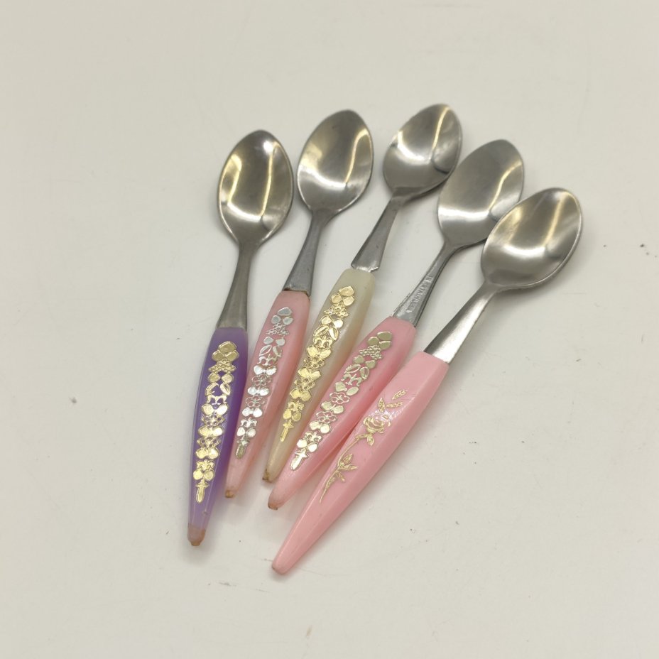 Набор ложек для десерта на 5 персон с цветочным декором (в подборе)